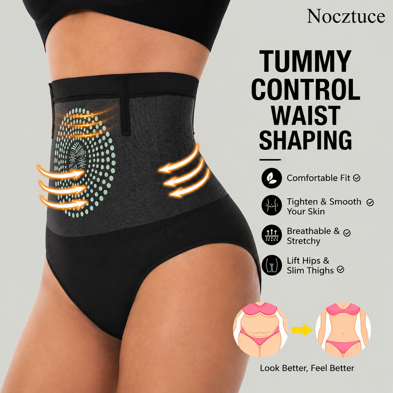 Nocztuce Body Sculpting Thermal Slimming Shorts for Waist Trainer Workout