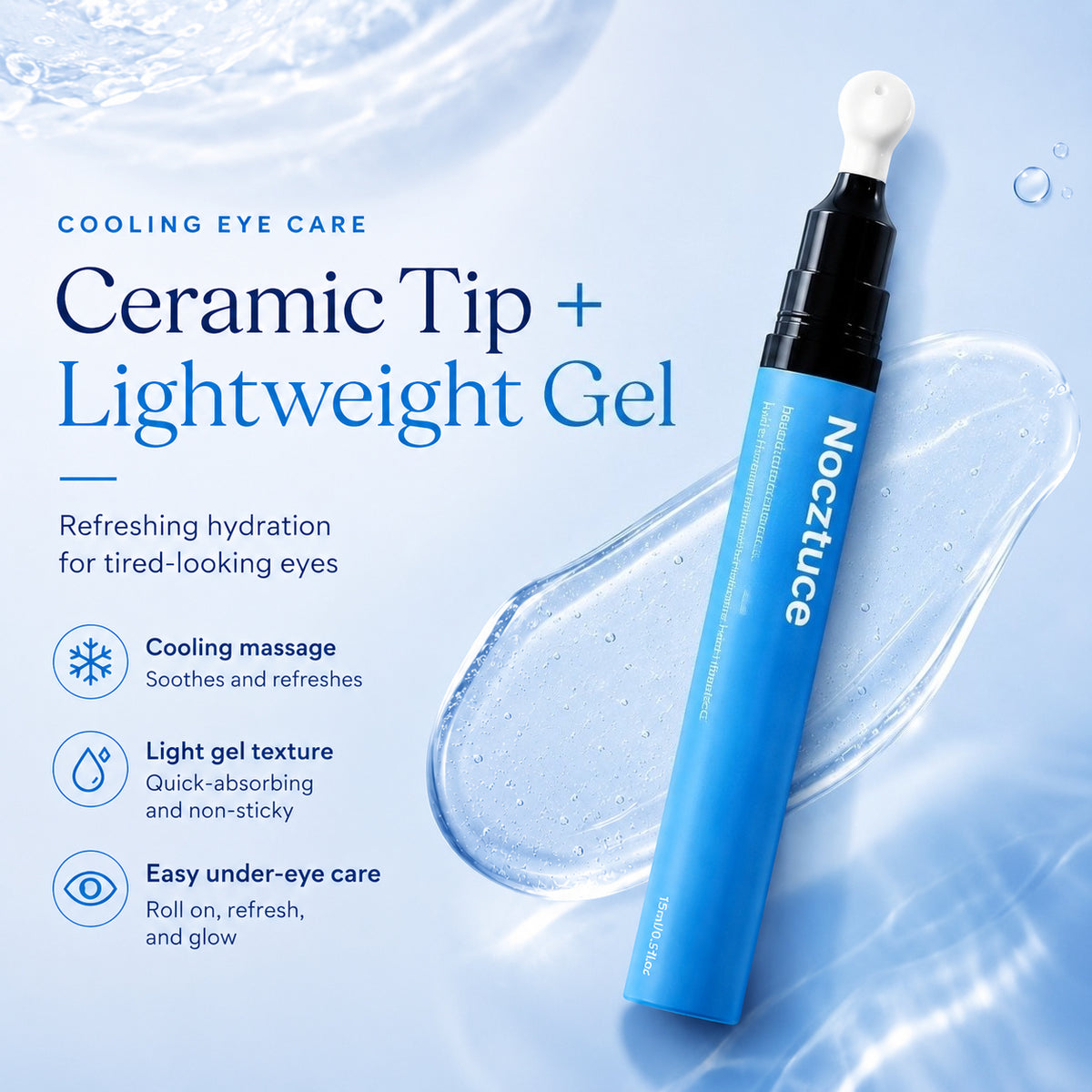 Nocztuce IceGlow Cooling Eye Serum Pen – Ceramic Tip Hydrating Eye Treatment