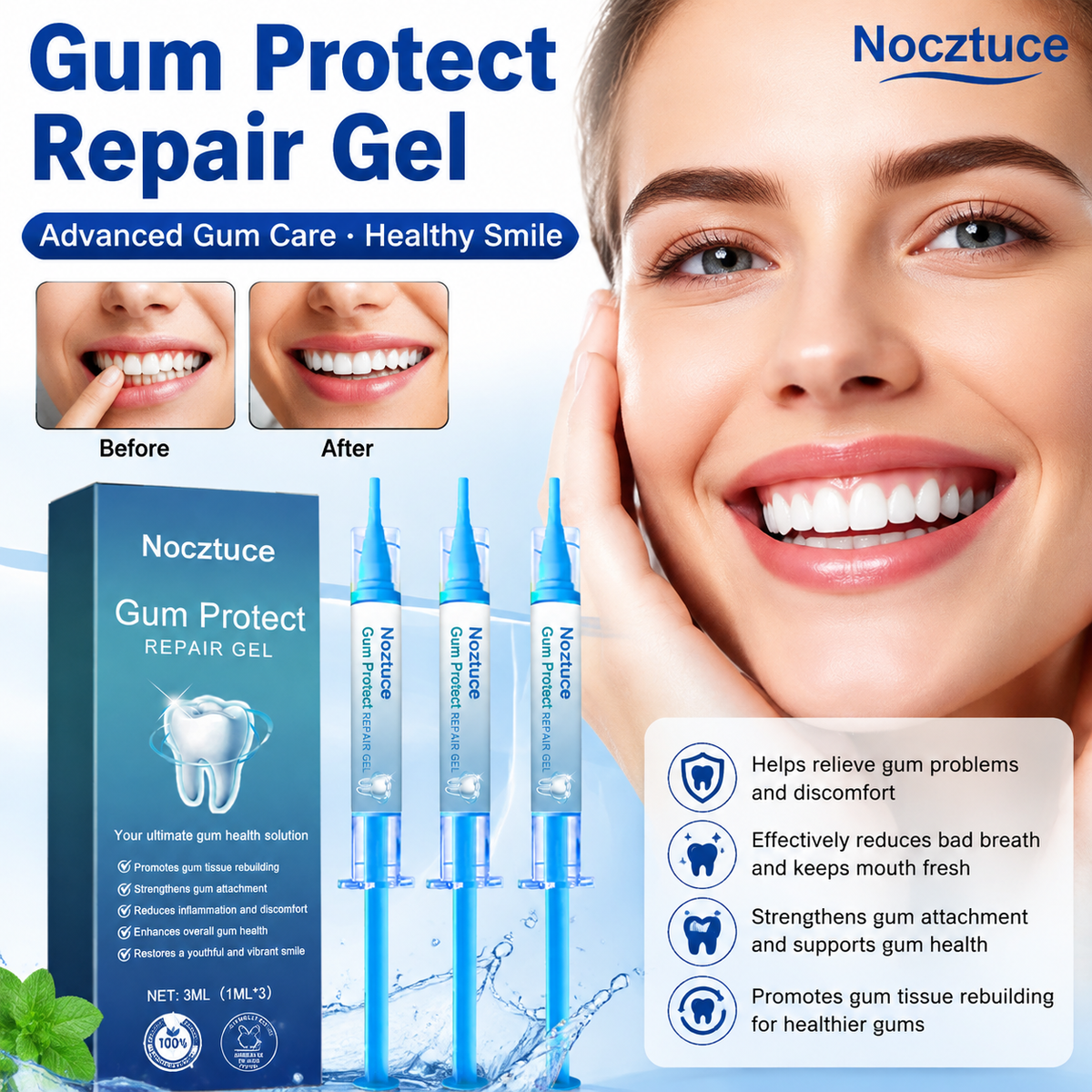 Nocztuce GumCare Gel‑Daily Gum Support For Comfort & Fresh Breath